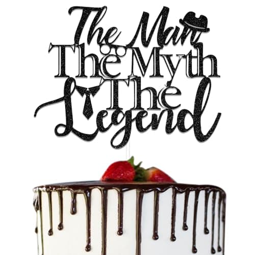 The Man The Myth The Legend Cake Topper Happy Birthday Dad Cake Topper Happy Fathers Day Decorations Dad Retirement Dcorations Supplies Black