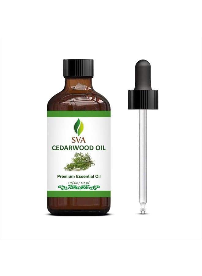 SVA Cedarwood Oil 4oz (118 ml) Premium Essential Oil with Dropper for Diffuser, Aromatherapy, Skin Care, Hair Care & Massage