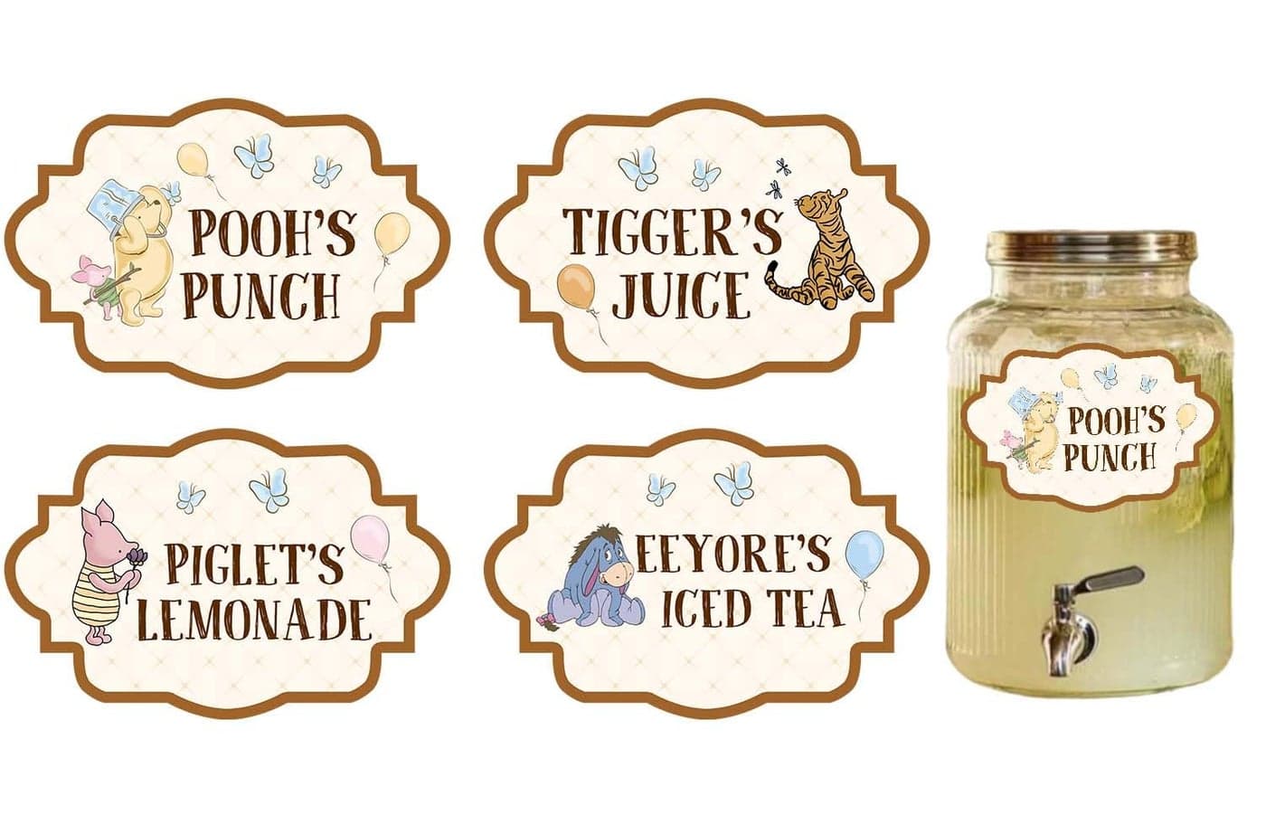 8PCS Winnie Baby Shower Decorations Winnie Birthday DecorationsDrink Label for The Pooh Baby Shower Decorations The Pooh Gender Reveal DecorationsParty Decorations