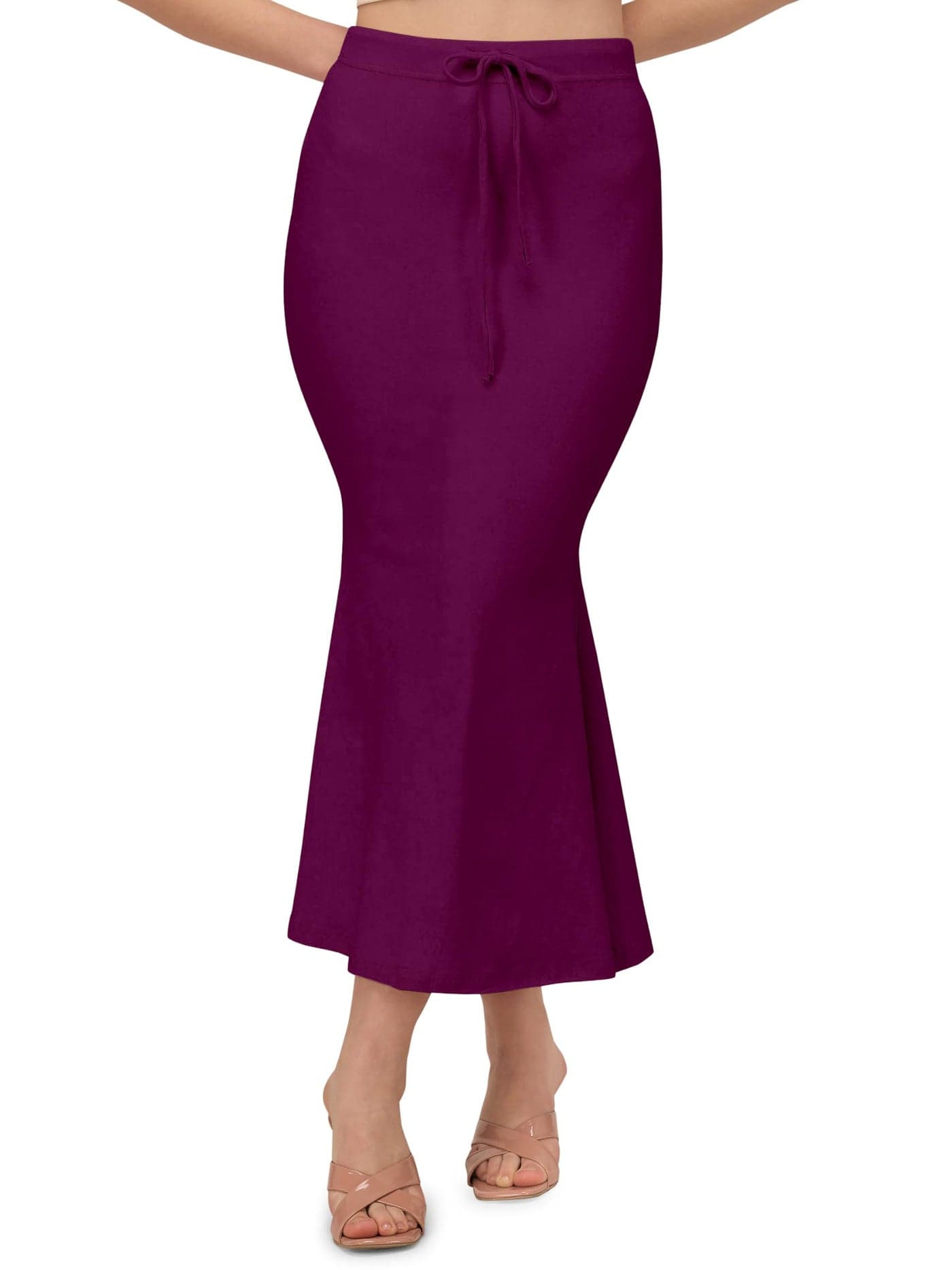 Mehrang Stretchable Saree Shapewear Petticoat for Women, Cotton Blended,Petticoat,Skirts for Women,Shape Wear Dress for Saree Berry Purple