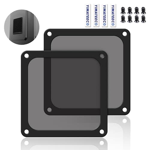 Dust Filter PC 120mm for Computer Cooler/PSU/Routers Nylon 80 Mesh, Magnetic Frame PC Fan Dust Mesh Cooler Filter Dustproof Computer Fan Grills (Nylon, 120 * 120mm, 2pcs, Black)