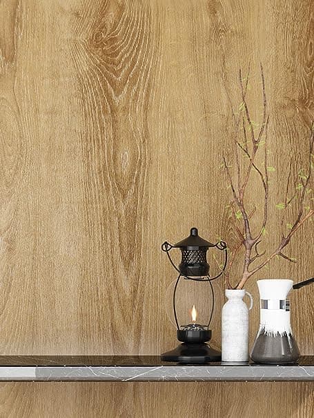 HAPPYMATES Wood Grain Vinyl Wallpaper Stickers Home Self Adhesive Wallpaper Waterproof Bedroom Wood Grain Contact Paper Wall Stickers (12 X 48 Inch, American Wood)