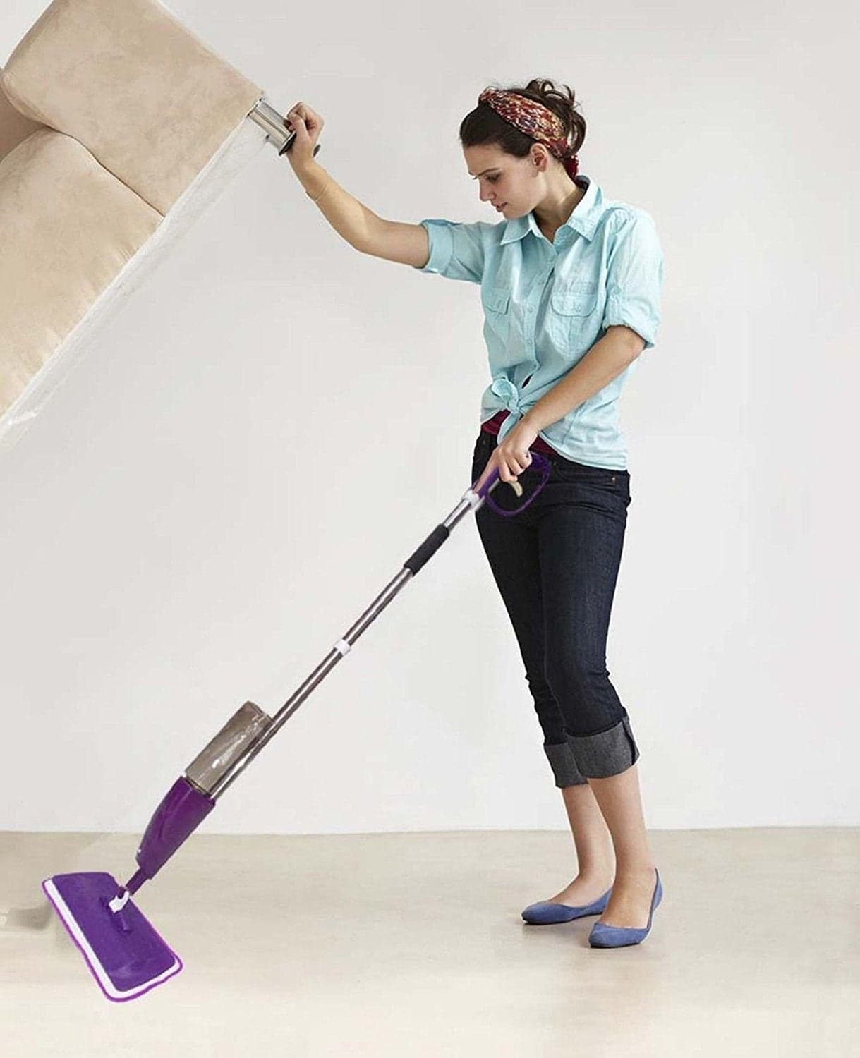GTC® Spray Mop with Removable Washable Cleaning Pad and Integrated Water Spray Mechanism (Color May Vary) 344