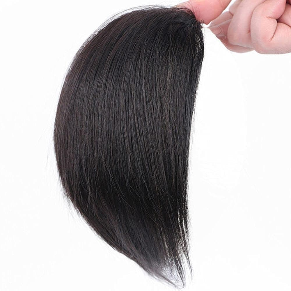 Black Invisible Human Hair Toppers For Women Seamless Clip In Hair Extension Piece Short Fake Fringe Lining of Hair Top HairpiecesExtensions Wigs and Accessories