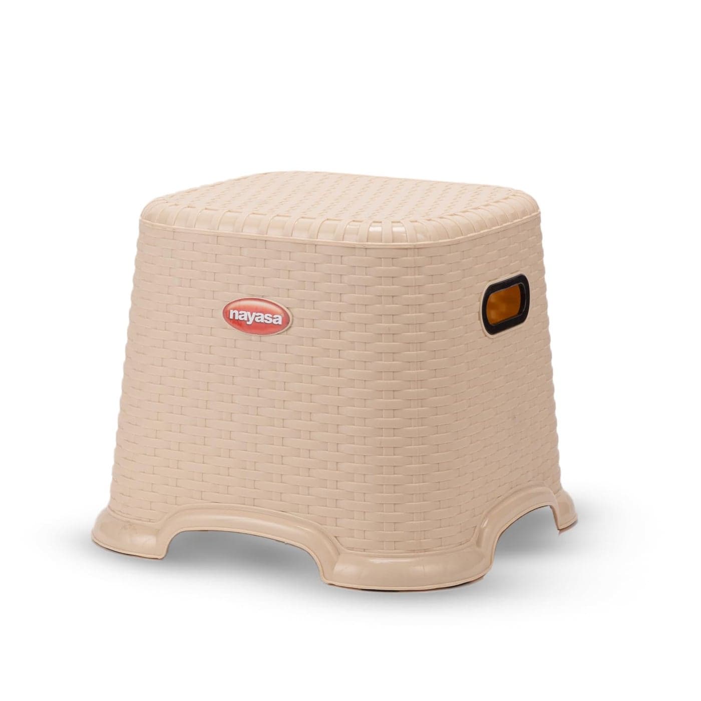 Nayasa Cane Plastic Stool Small Plastic Stool for Sitting at Home Office Anti Skid Light Weight Stackable Durable Surdy Stool for Perfect Posture 33 cm X 33 cm X 273 cm Cream