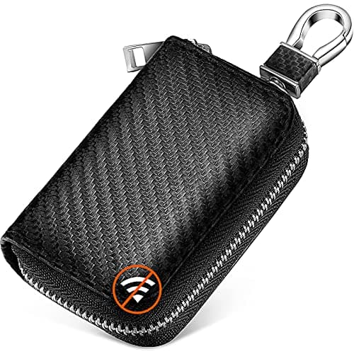 Frienda Bags for Car Key Fob Carbon Fiber Car Rfid Signal Blocking Bags Key Protector Tool Antitheft Fob Case for Storage Black