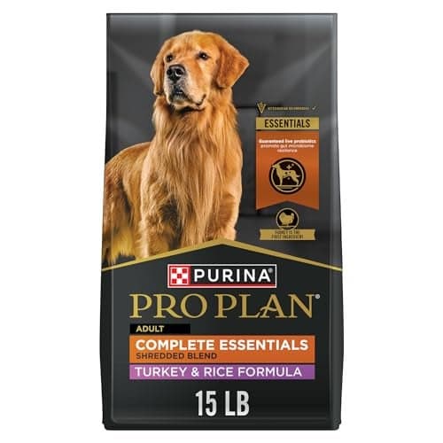 Purina Pro Plan Complete Essentials Shredded Blend Turkey and Rice Dog Food Dry Formula with Probiotics for Dogs 15 lb Bag