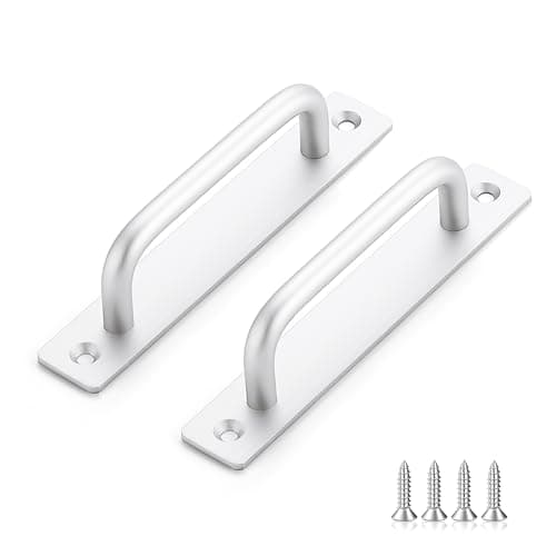 Ravinte Decor Barn Door Handles 8 Pack Silver Door Handles Sliding Cabinet Pulls 5 Hole Center Screen Cabinet Hardware Zinc Alloy Pulls