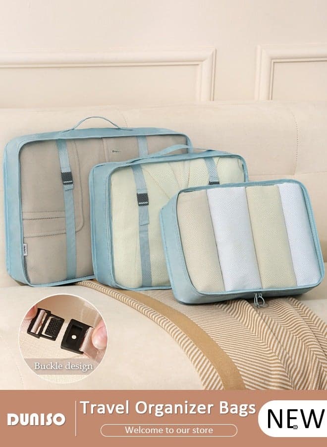 3 Piece Travel Organizer Bags for Luggage, Waterproof and Durable Travel Bags, Packing Cubes for Travel, Compression Cubes for Suitcases, Travel Bags for Clothes, Toiletries, Clothing, Underwear