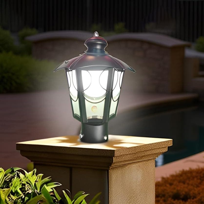Avior Metal & Glass Waterproof Gate Light for Main Gate, Outdoor/Exterior Gate Lamp for Piller, Pole Light, Garden Light, Boundaries, Garden, Farmhouse (GL12, Pack of 1)
