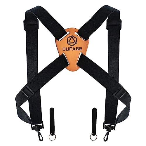 OUFABE Binocular Harness Strap, X-shaped Adjustable and Deluxe Bino Chest Straps for Hunting, Fits for Carrying Binocular, Cameras, Rangefinders and More