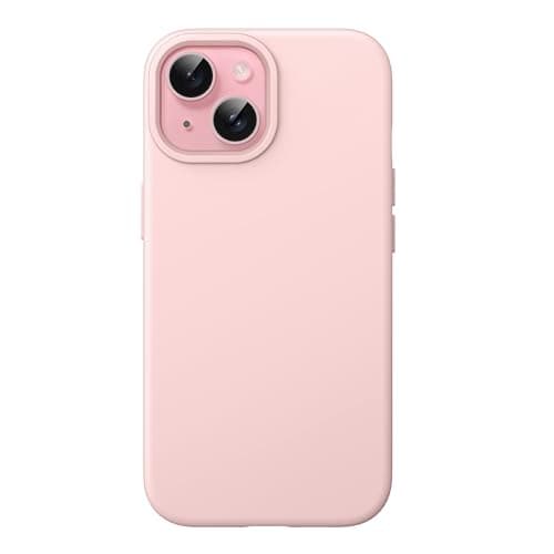 JETech Silicone Case for iPhone 15 61Inch SilkySoft Touch FullBody Protective Phone Case Shockproof Cover Pink