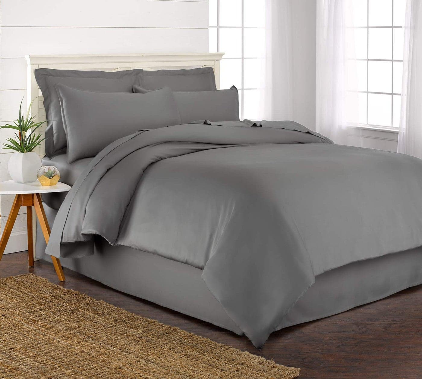 King Duvet Cover by Pure Bamboo, 3 Piece Set, Genuine 100% Organic Viscose Derived from Bamboo, Luxuriously Soft and Cooling, 2 Pillowcases (King, Stone Grey)