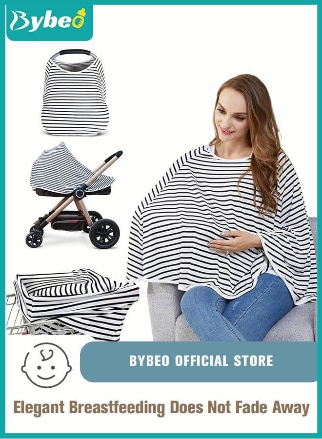 Baby Nursing Cover for Breastfeeding - 360 Degree Privacy, 8-in-1 Uses Soft & Breathable Covers Baby Car Seat & Shopping Cart Nursing Poncho, Washer & Dryer Friendly