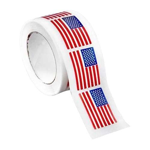 250 Small Rectangle American Flag Stickers on a Roll - American Flag Shaped Stickers for USA Pride & Support – Inexpensive Patriotic Stickers/Decals