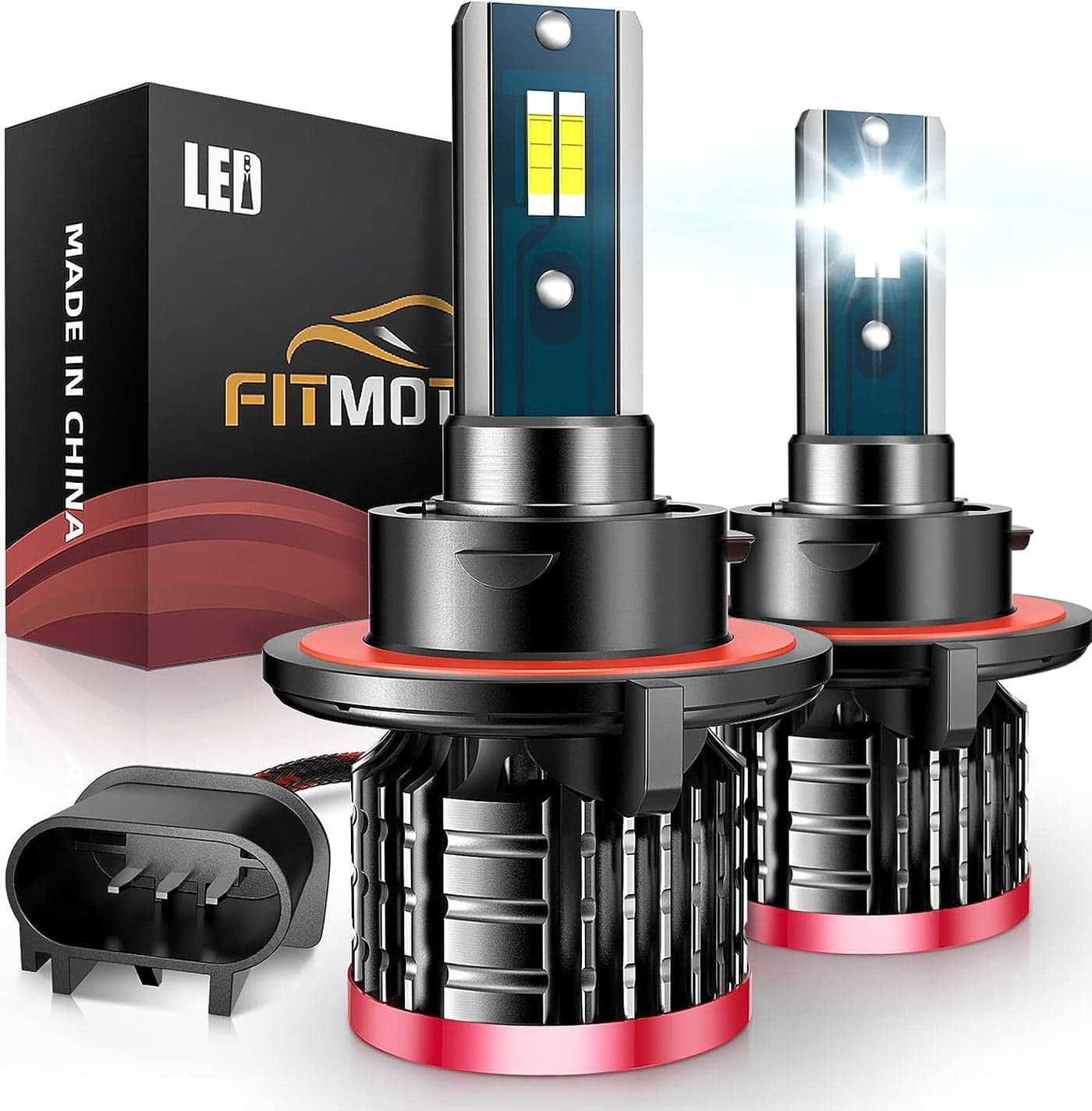 FITMOTORS H13/9008 Light Bulbs,80W 16000 Lumens Bright,6500K Cool White Fog Light Halogen Replacement IP68 Waterproof, Pack of 2