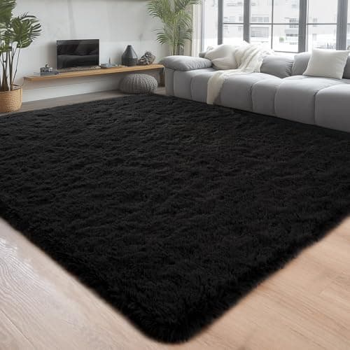 Chicrug Soft Area Rugs for Bedroom Living Room Plush Fluffy Rug 3x5 Feet Shag Furry Area Rug Carpet Non Shedding for Nursery Children Kids Girls Room Home Decorative Black