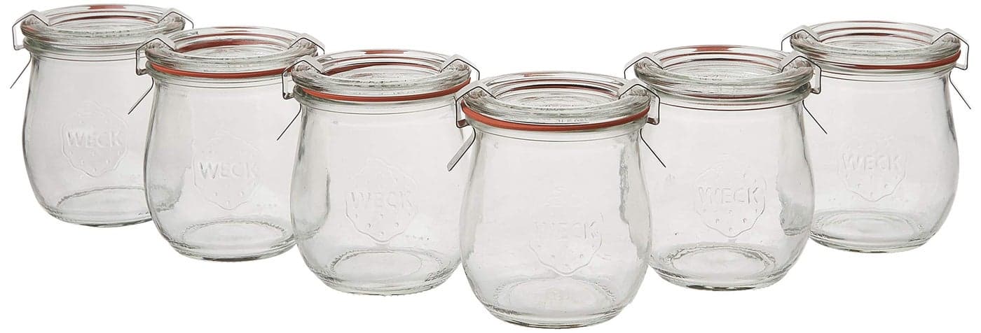 Mini Tulip Jelly Jar with Glass Lids 6 Rings and 12 Clamps 6 Count Pack of 1