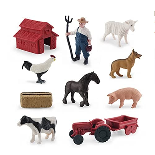 OUKEYI Animal Figurines 10Pcs Farm Animals Figurines ToysBig Animal Toys Realistic Plastic Animals Playset Educational Learning Toy Set for Kids Toddlers