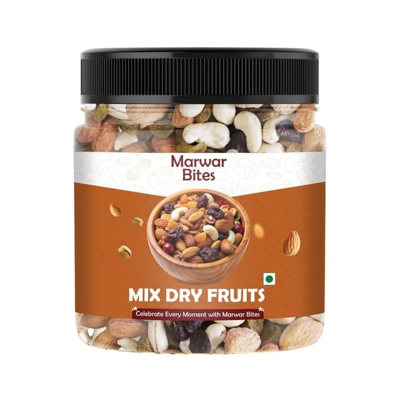 MarwarBites Mix Dry Fruit 900GM | Healthy Mixed Nuts and Seed with Almonds, Cashews, Dates, Pumpkin Seeds, Candied Amla | Reusable Jar Pack