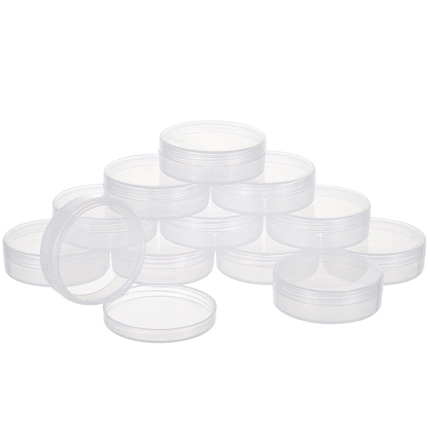 BENECREAT 20Pack PP Round Cylinder Containers Clear Storage Organizer Box 2x07 inch with Screw Lids for Eye Shadow Powder Beads Jewelry and Small Items