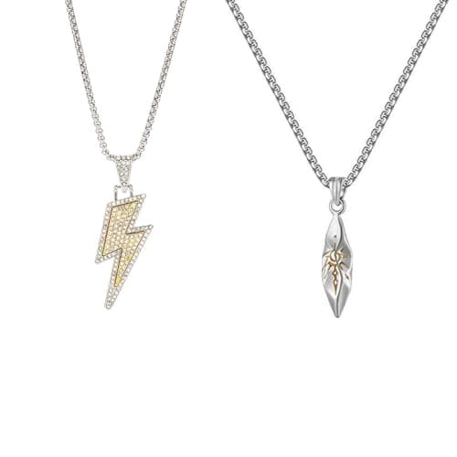 2 PCS Chain for Man, Silver Chain for Boys, Stylish Pendant for Men, Minimalist Necklace for Men, Durable Alloy Chain for Everyday Wear and Special Occasions