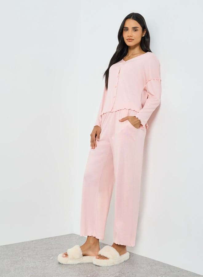 Modal Long Sleeve Shirt and Pocket Pyjama Set