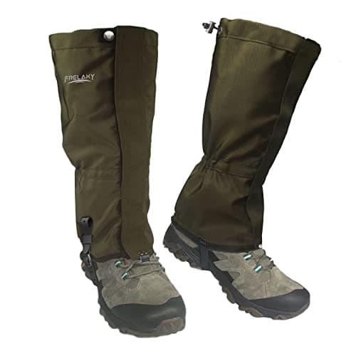 Frelaxy Ultra High-Performance Hunting Gaiters, 100% Waterproof Hiking Leg Gaiters with Upgraded Rubber Foot Strap, Adjustable Snow Boot (Olive Green, M)
