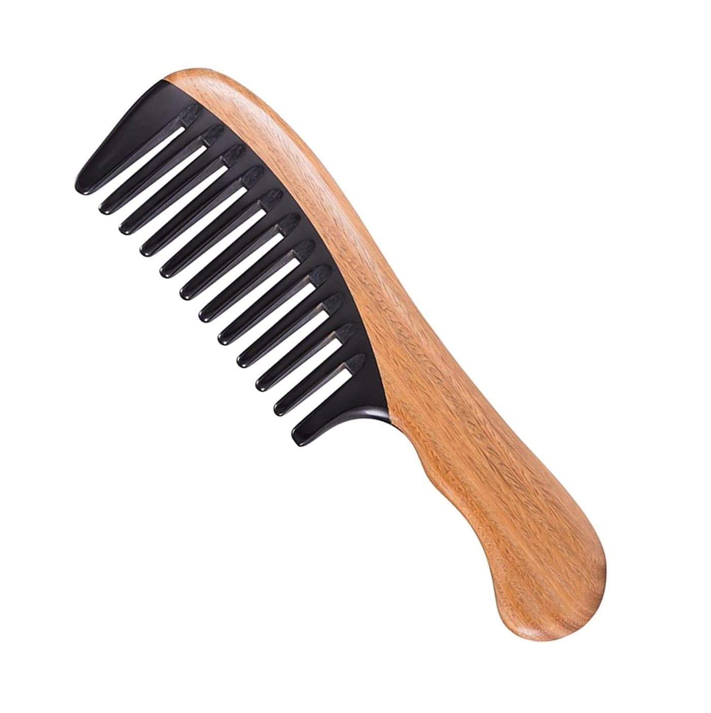 Exquisite Handmade Hair Comb Anti Static 100 Natural Green Sandalwood Buffalo Horn Comb Detangling Comb for WomenMenThickFine CurlyStraightWavy HairGreen Sandalwood Buffalo Horn Wide Tooth