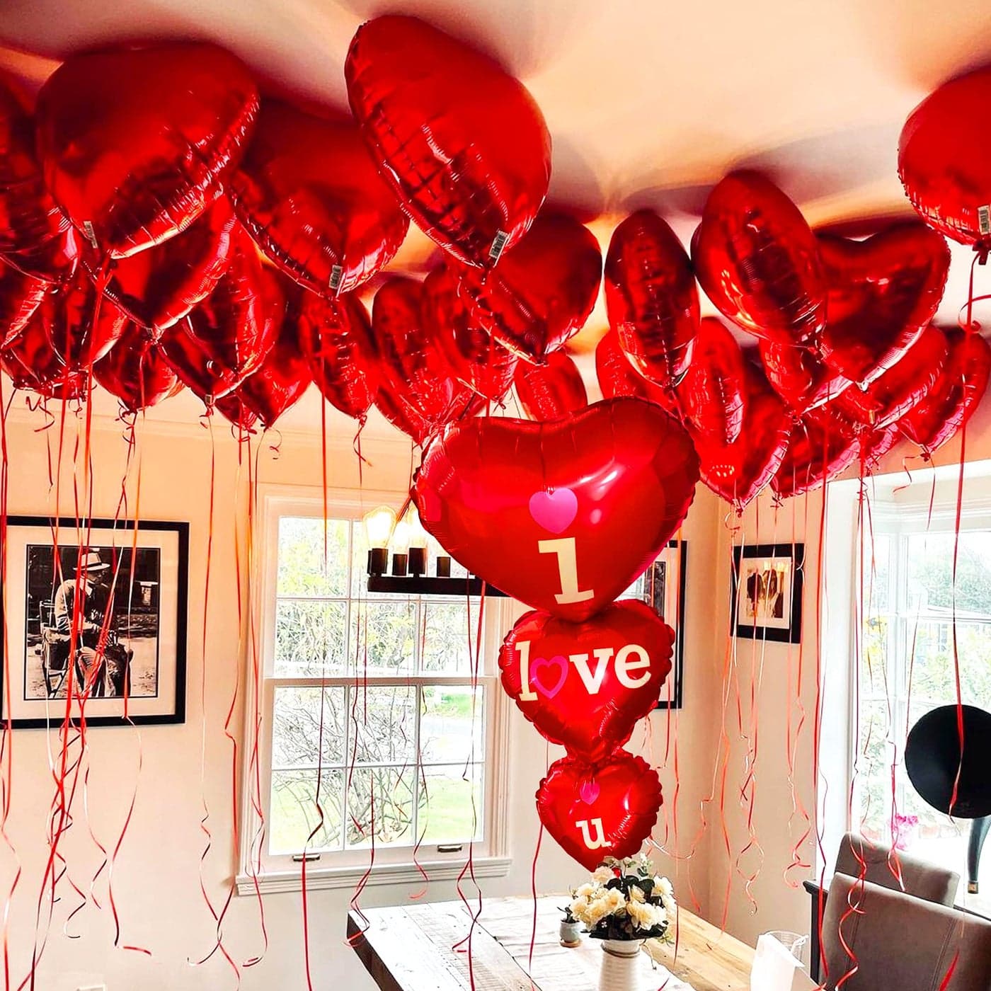 KatchOn 121 Foil Red Heart Balloons Decorations Large 36 Inch I Love You Balloons for Happy Valentines Day Decorations Valentines Balloons for Valentines Decorations Wedding Proposal Decor