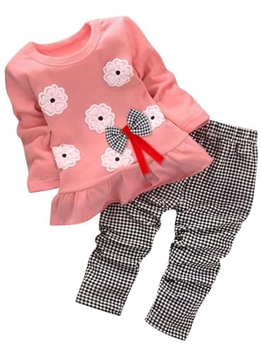 BOMDEALS Adorable Cute Toddler Baby Girl Clothing 2pcs Outfits(Age(2T), Flower/Pink)