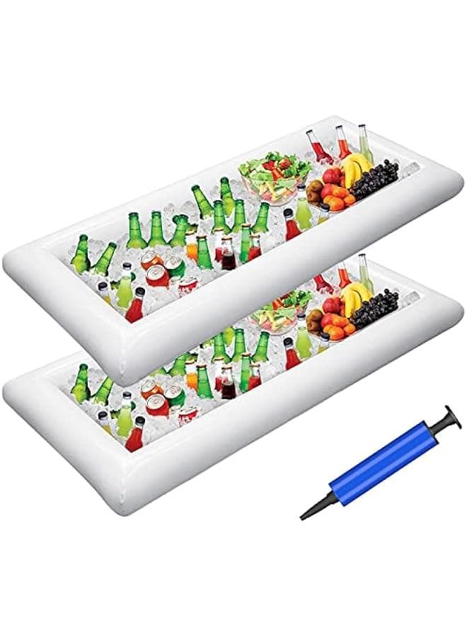 Inflatable Serving Bars Ice Buffet Salad Serving Trays Food Drink Holder Cooler Containers Indoor Outdoor BBQ Picnic Pool Party Supplies Luau Cooler w Drain Plug