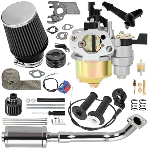 CILOYU Mini Bike Carburetor Stage 2 Kit Replacement for Predator 212 224 196cc 200cc Engine Coleman CT200U CT200UEX BT200X Baja Warrior Axis MB200 GX160 65HP Go Kart Parts 212cc Exhaust Muffler