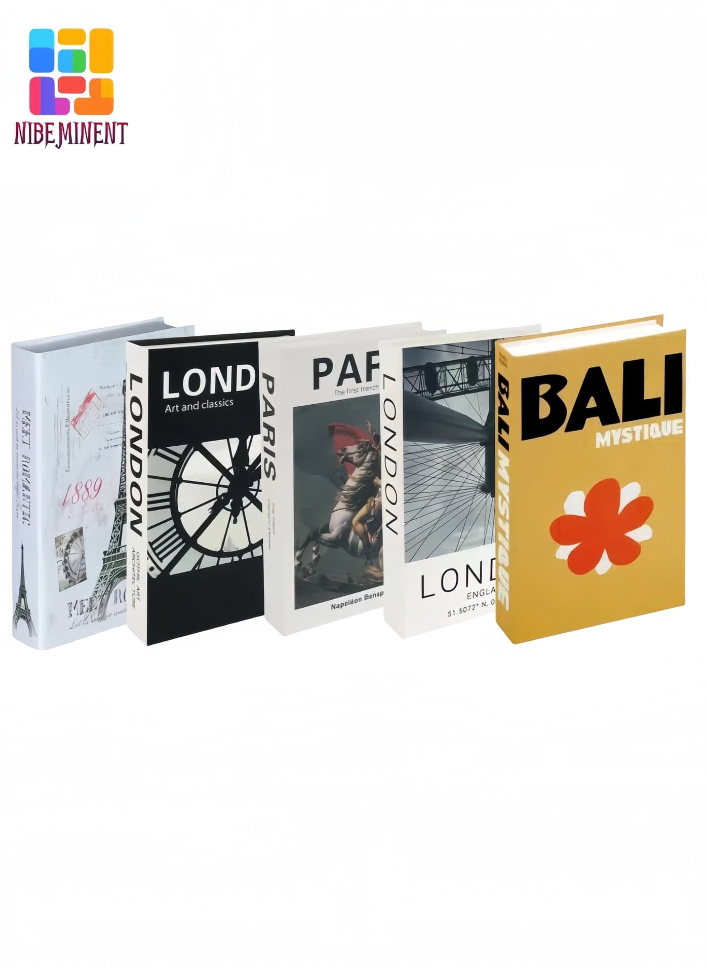 Five Decorative Storage Books with Hidden Compartments for Coffee Table and Bookshelves Stylish Hollow Book Boxes for Living Room Decor