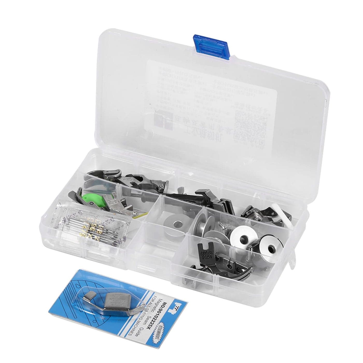 17 PcsSet Industrial Sewing Machine Parts Sewing Machine Accessories with a Case Include Presser Foot Bobbin Needle Screwdriver Threader Screw Compatible with Most Industrial Flat Sewing Machines