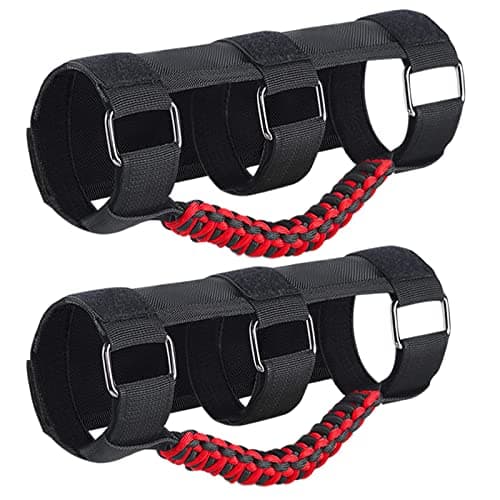 KOOLYNHO Roll Bar Grab Handles Hand Grips Accessories Paracord Hand Grab for Jeep Wrangler JL JK TJ YJ Gladiator Sahara Rubicon Unlimited (Red 2 Pack)