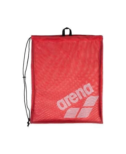 ARENA One Go Pool Gear Sack Swim Mesh Bag Drawstring Satchel for Swim Accessories Quick Dry Polyester Equipment Tote for Swim Team Practice Red 40 Liters