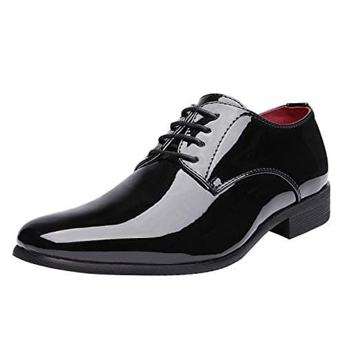 Bruno Marc Men's Faux Patent Leather Tuxedo Dress Shoes Classic Lace-up Formal Oxford,Size 13,Black,CEREMONY-06