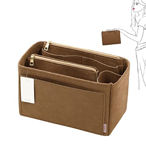 ZTUJO Purse Organizer, Felt Bag Organizer Insert for Speedy, Neverfull, Graceful, Tote, Handbag, Shaper (X-Large, Lighting Coffee)