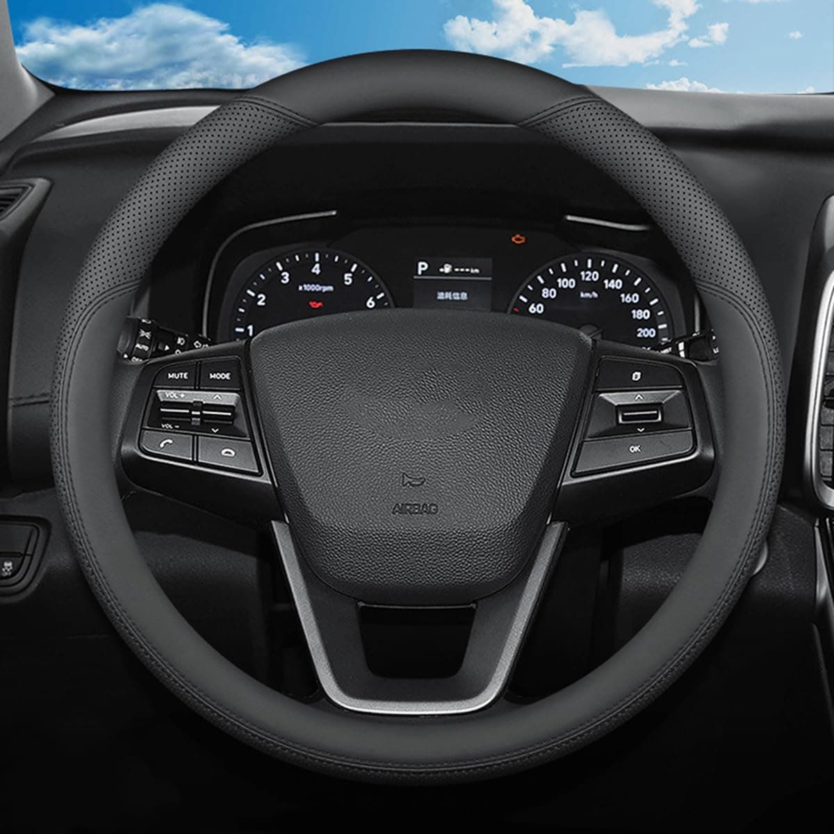 SZYUCHEN Steering Wheel Cover for Hyundai Palisade Elantra Sonata Tucson Santa Fe Santa Cruz Kona Accent Venue Ioniq Genesis Azera Hybrid Sport N Line GT Limited SEL Car Accessories Black