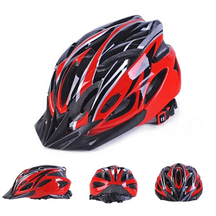 fastped Adjustable Lightweight Mountain, Skating Cycling, Camping, Hiking Bike Helmet (Black and Red)