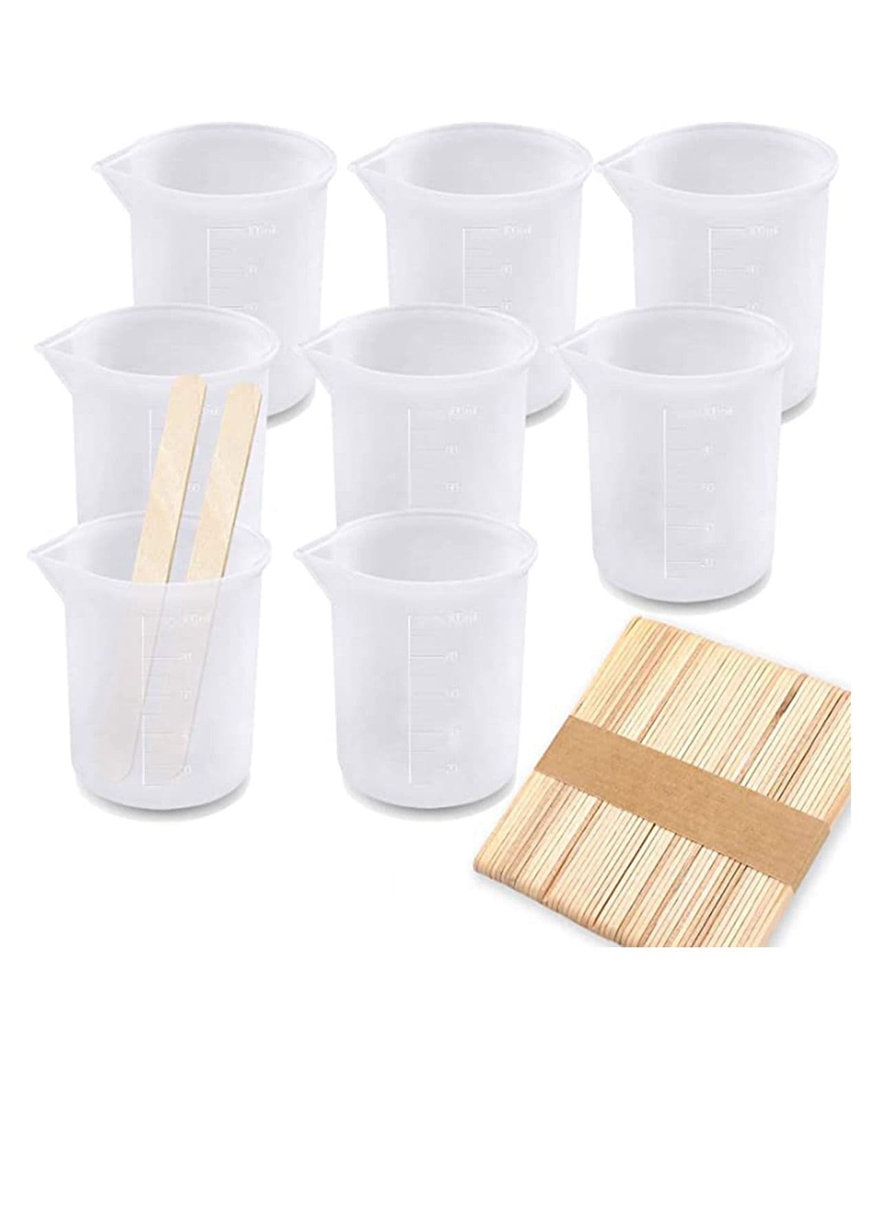 Silicone Mixing Cups Tools Kit, Precise Scale Measuring Non-Stick for Resin Glue Laboratory Teaching and Home Decoration with Sticks