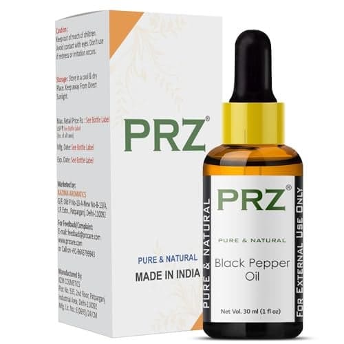 PRZ Black Pepper Essential Oil - Pure Natural Aromatherapy & Therapeutic Grade Oil for Skin Care & Hair Care, 30 ml