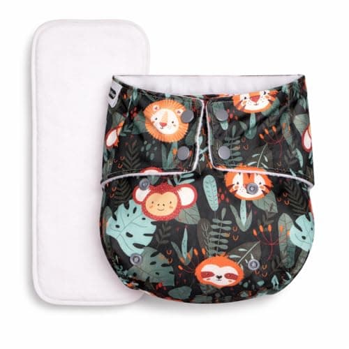 Little Pea Leak-Proof Free Size Cloth Diapers for 3 Months-3 Years—1 Adjustable Diaper Cover, 1 Absorbent Pad (Fits 5Kg-18kg), Washable, Reusable, Rash-Free with 6-Hour Absorbency, Pack of 1