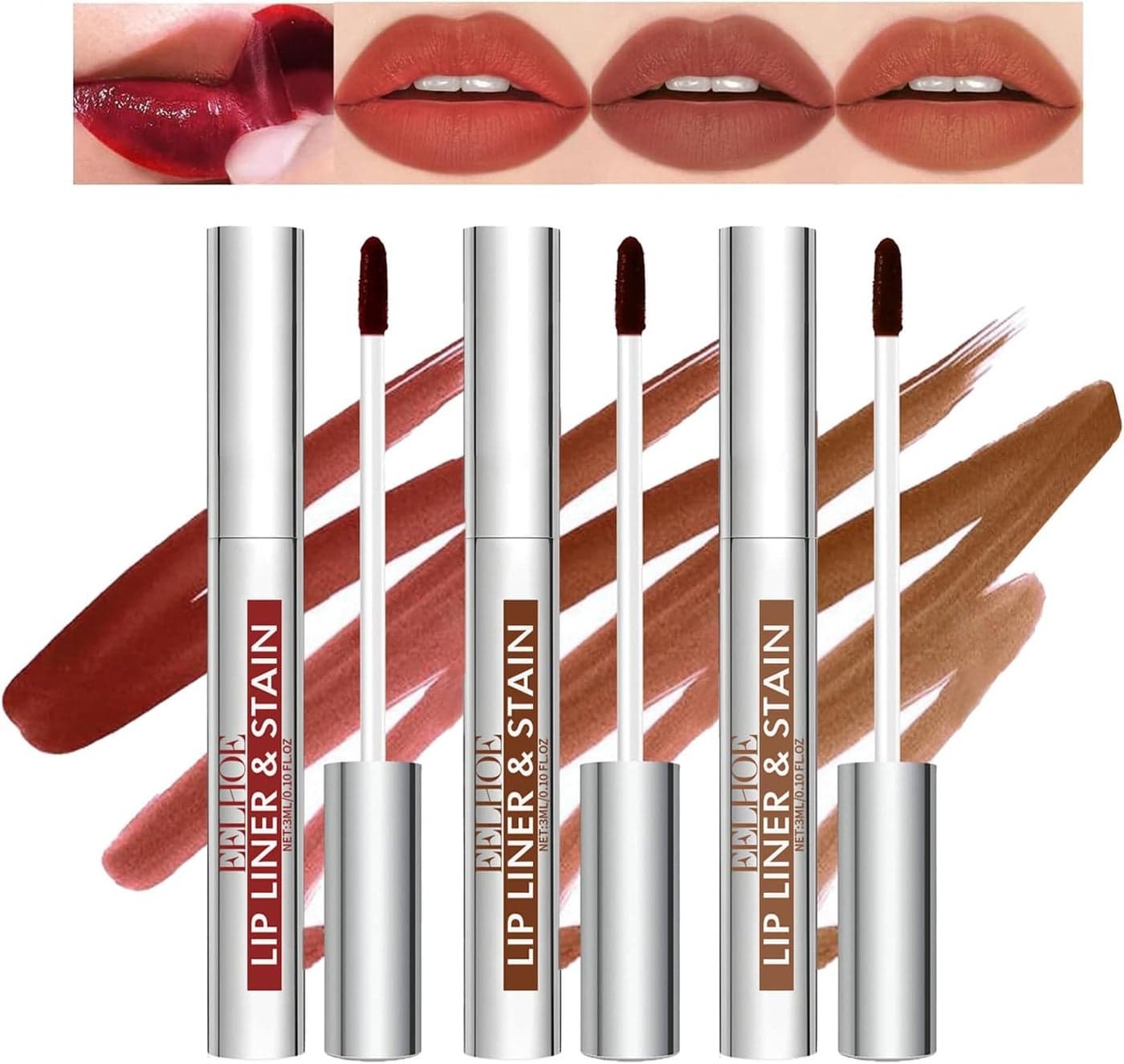 3 Colors Peel off Lip Stain Tattoo Peel Off Lip liner Tattoo with Matte Finish Infused with Vitamin E Tattoo Lipstick Long Lasting Plump Lip Makeup Gift for Women