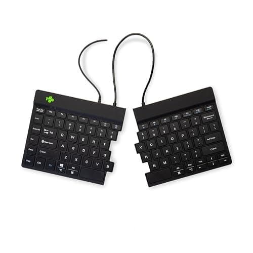 R-Go Split Keyboard, Scissors Mechanism, Anti Carpal Tunnel Keyboard, 2 Part Ergonomic Design with Break Software, Ultra-Thin, QWERTY (US) Layout, USB-C Wired, Compatible with Windows/MacOS, Black