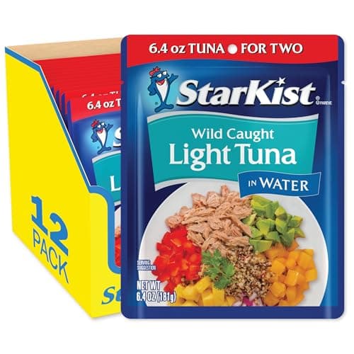 StarKist Light Tuna in Water Pouch 64 oz 12 Pack Ready to Eat Wild Caught High Protein Shelf Stable Seafood Gluten Free Soy Free No Draining for Salads and Sandwiches