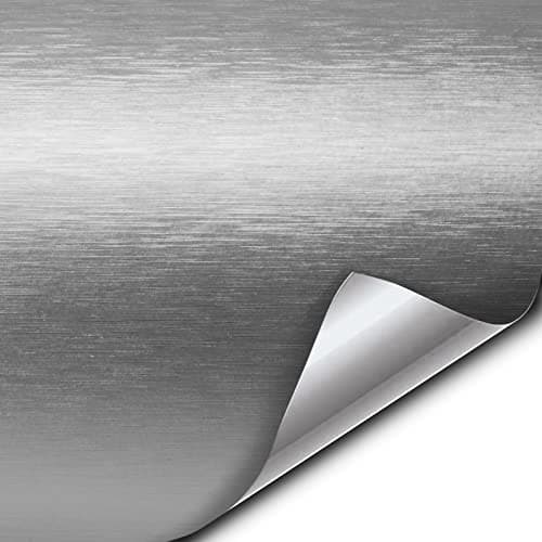 VVIVID® XPO Silver Brushed Steel Car Wrap Vinyl Roll with Air Release Technology (0.5ft x 5ft)