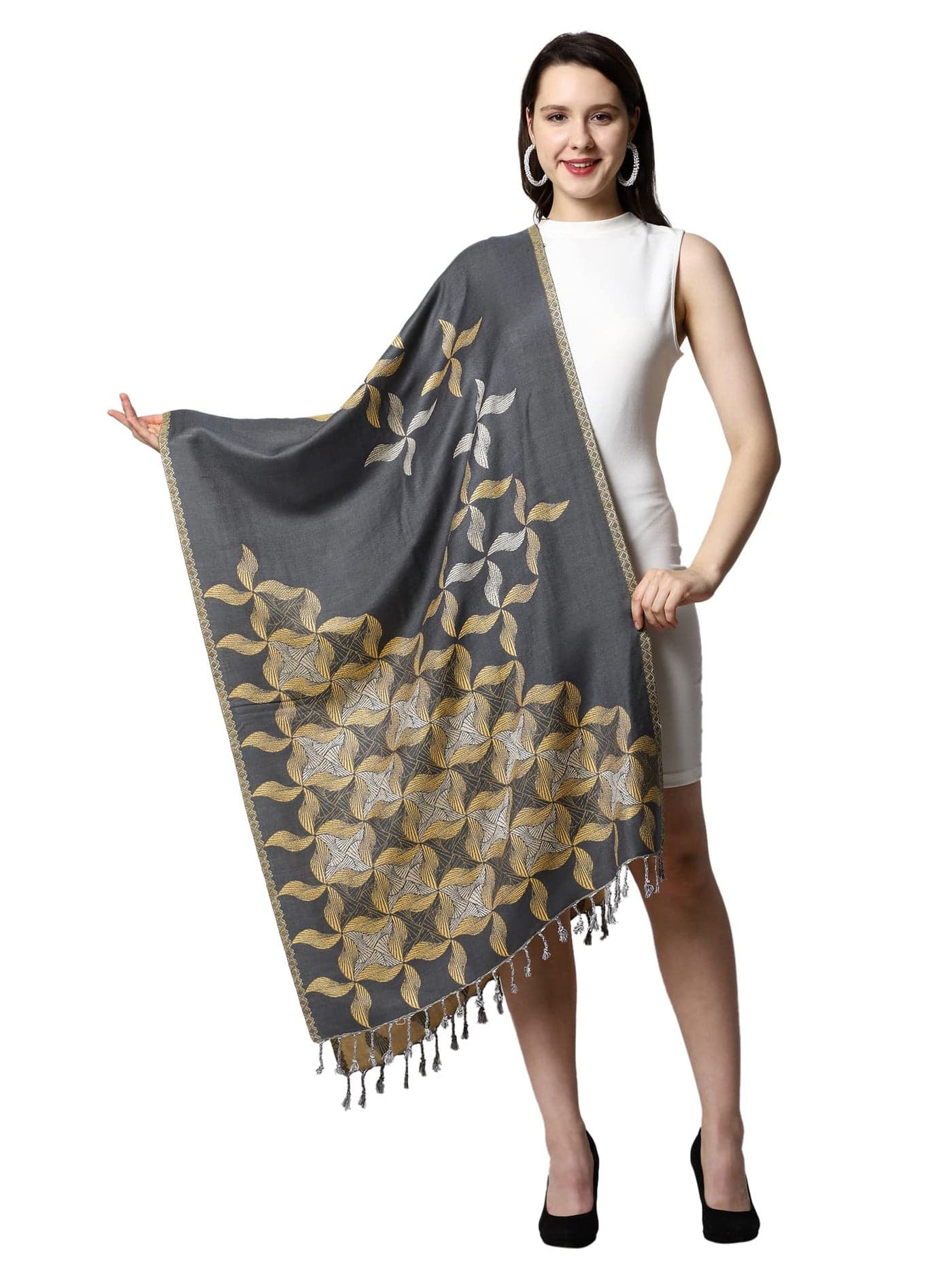 SWI WITH LABEL Women Winter Stole | Soft Acrylic Woven Long Wrap Scarf for Women | 30x80 Inches