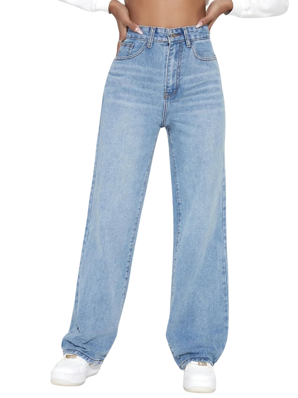 GRECIILOOKS Womens Modern Denim Regular Fit High Rise Jeans (Sky,26)